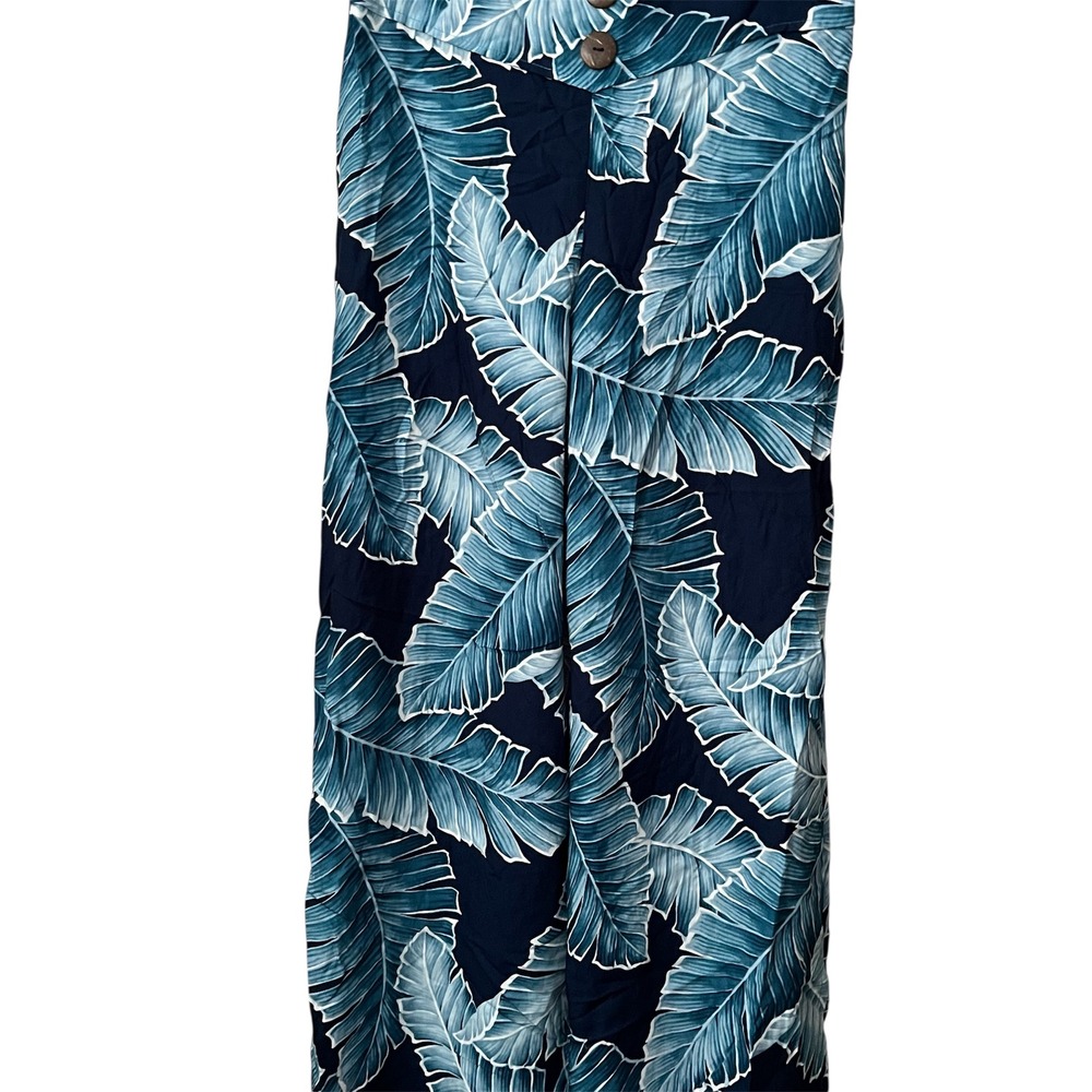 Hawaiian Wide Leg Palazzo Pants Blue Tropical Small - Picture 2 of 7